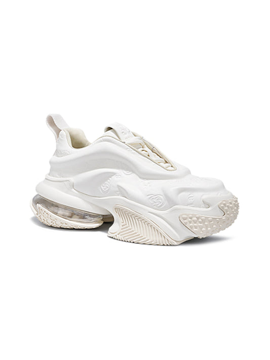 White Vortex Embossed Platform Sneakers