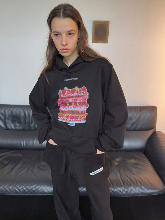 Cake Print Heavyweight Cotton Hoodie