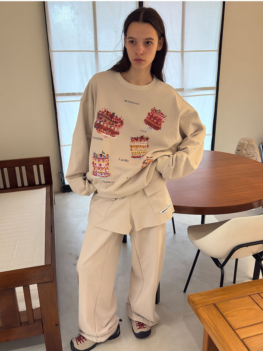 Cake Print Heavyweight Cotton Sweatshirt
