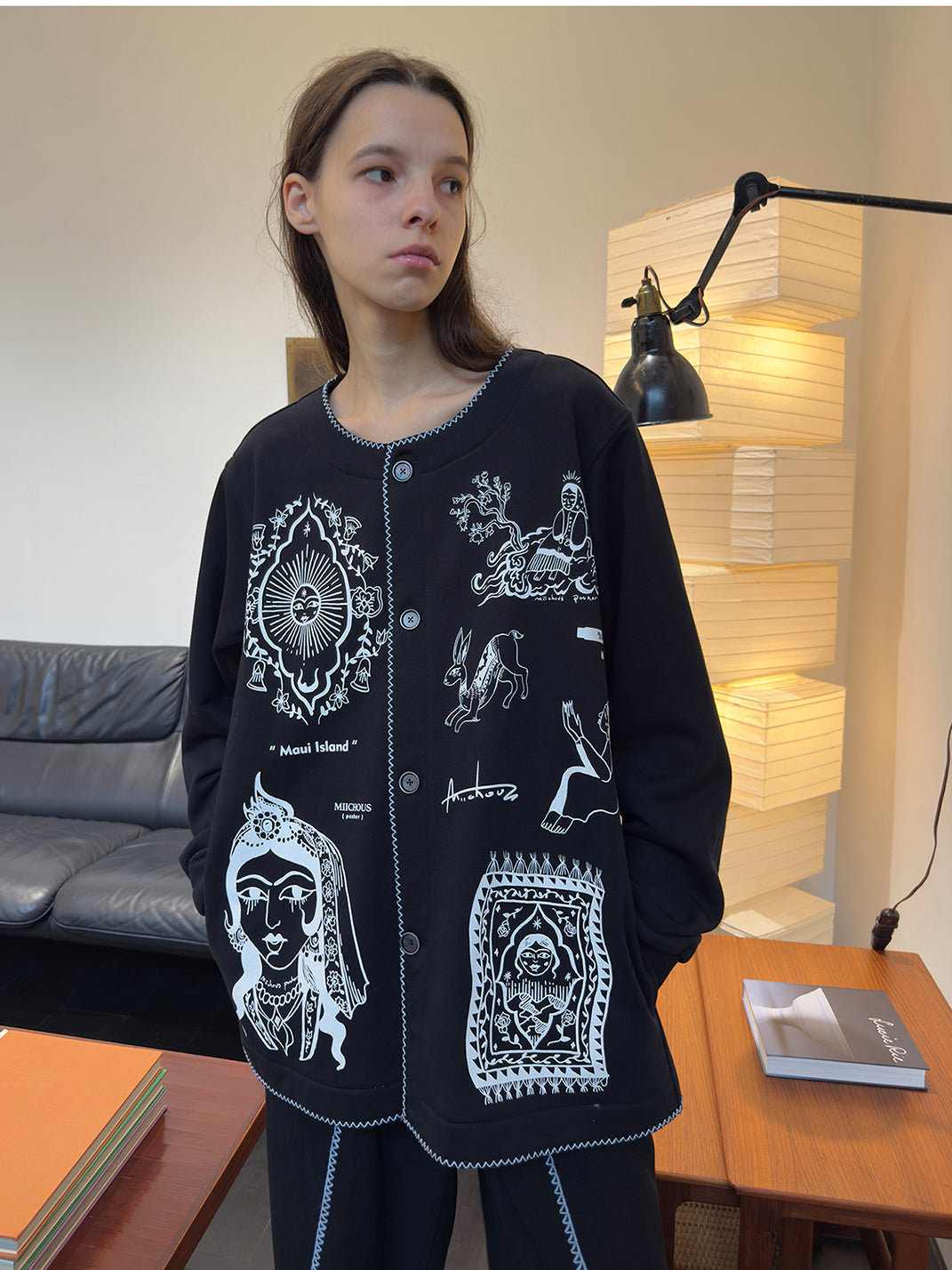 Vintage Graphic Embroidered Fleece Sweatshirt