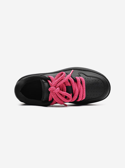 Contrast Lace Platform Sneakers