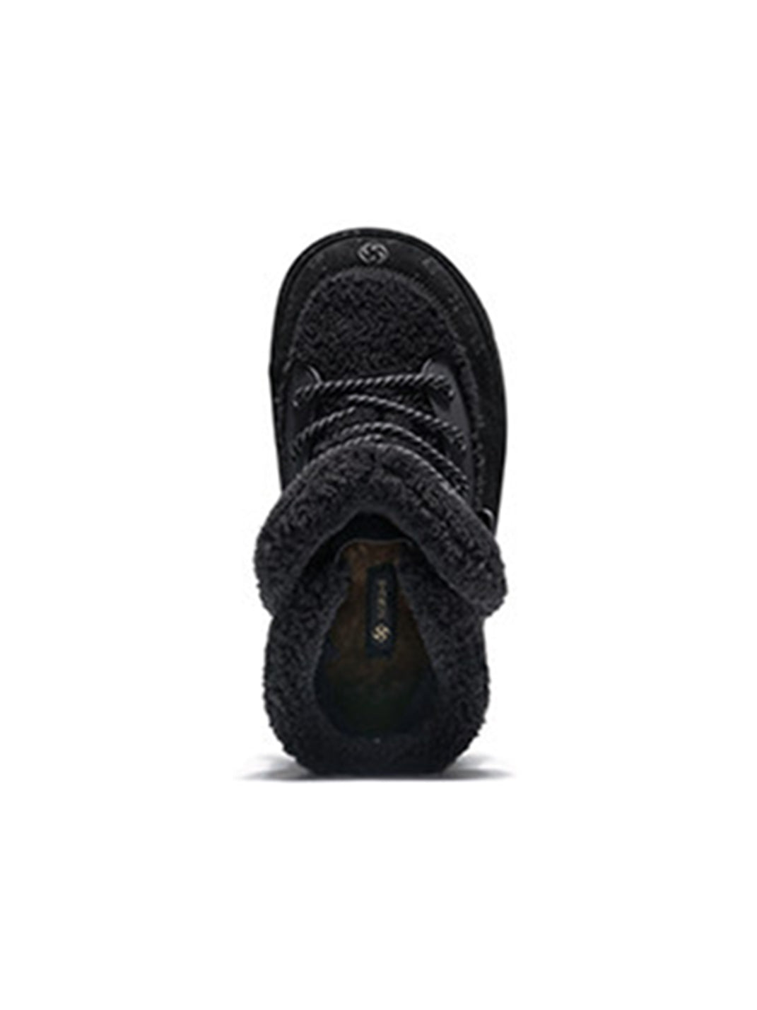 Black Monogram Design Faux Fur Platform Boots