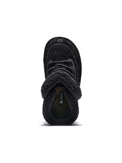 Black Monogram Design Faux Fur Platform Boots
