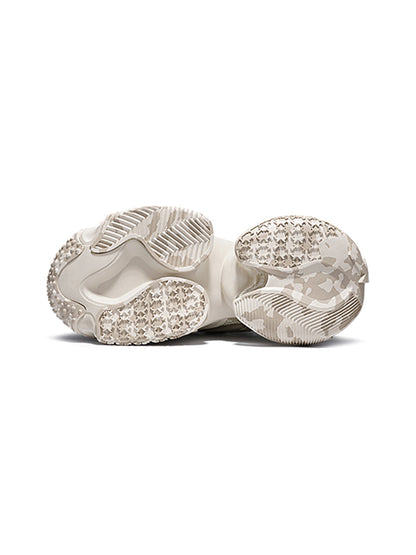 Beige Vortex Mesh Platform Sneakers