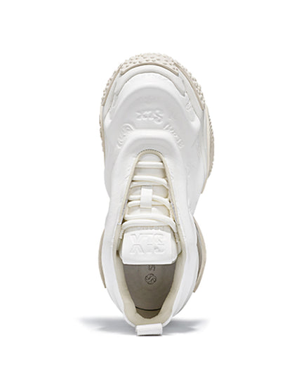 White Vortex Embossed Platform Sneakers