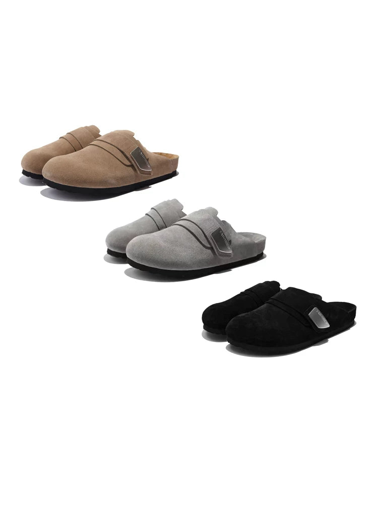 Closed-Toe Leather Mule Sandals