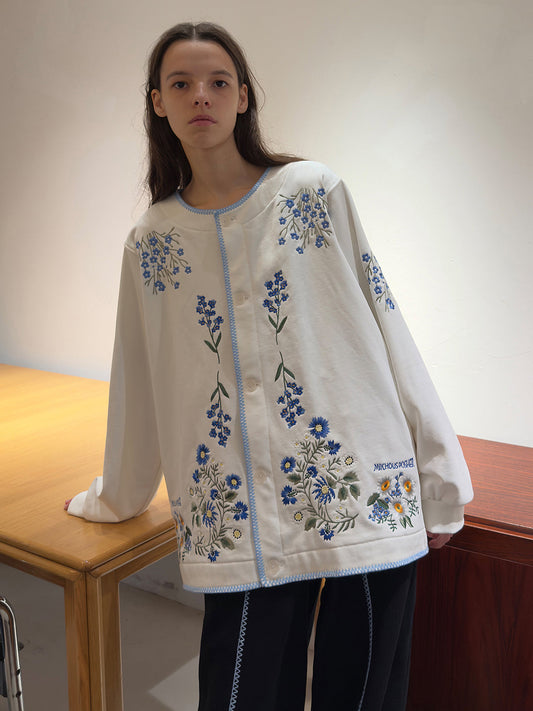 Botanical Embroidery Heavyweight Cotton Sweatshirt
