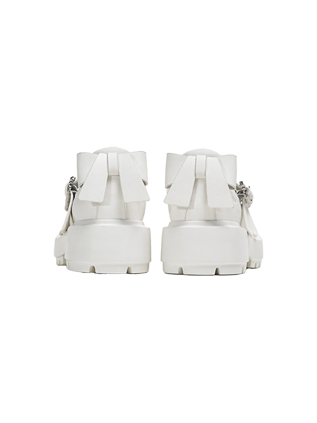 White Bow Platform Mary Jane Shoes
