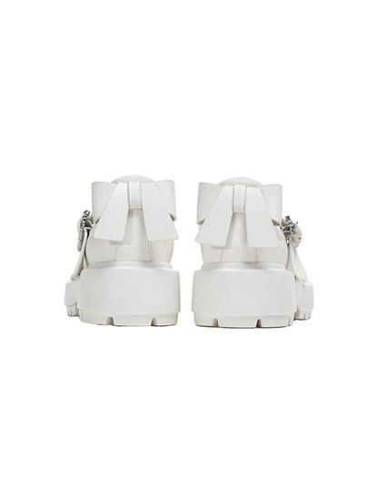 White Bow Platform Mary Jane Shoes
