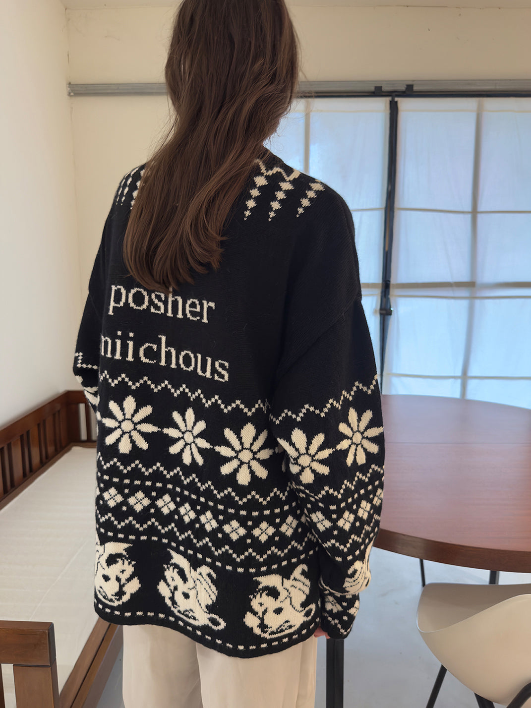 Fair Isle Dragon Knit Zip Cardigan