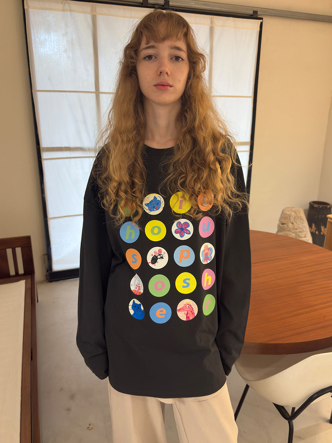 Cartoon Polka Dot Cotton Long Sleeve T-Shirt