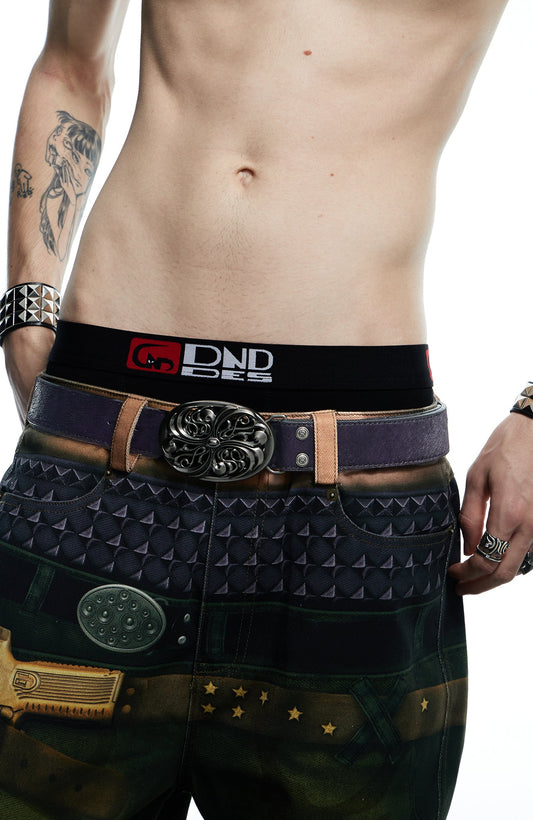 DND4DES Filigree Buckle Cowhide Leather Belt Purple