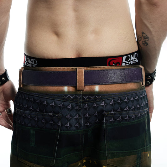 DND4DES Filigree Buckle Cowhide Leather Belt Purple