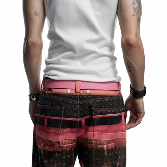DND4DES Filigree Buckle Cowhide Leather Belt Pink