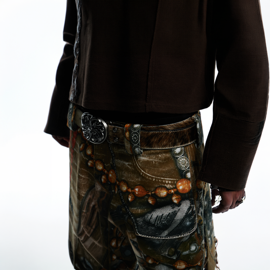 DND4DES Filigree Buckle Horsehair Leather Belt