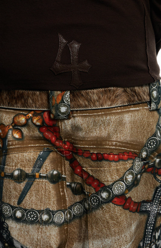 DND4DES Filigree Buckle Horsehair Leather Belt