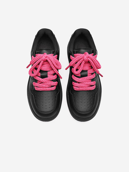 Contrast Lace Platform Sneakers