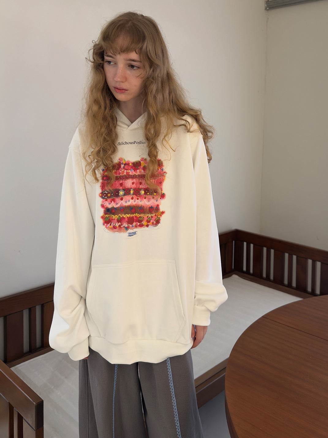 Cake Print Heavyweight Cotton Hoodie