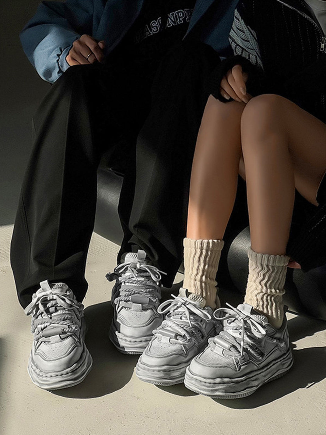 Washed Wavy Platform Sneakers
