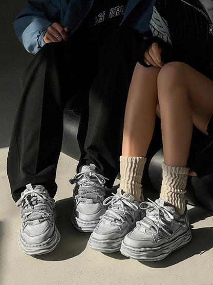 Washed Wavy Platform Sneakers
