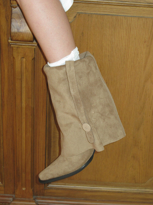 Retro Pleated Slouch Riding Boots