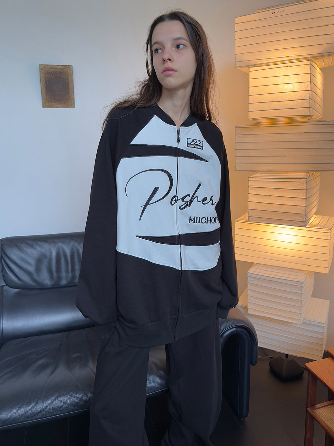 Applique Embroidery Varsity Sweatshirt Jacket