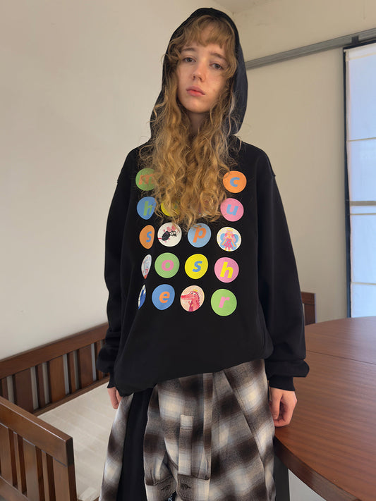 Cartoon Polka Dot Heavyweight Cotton Hoodie