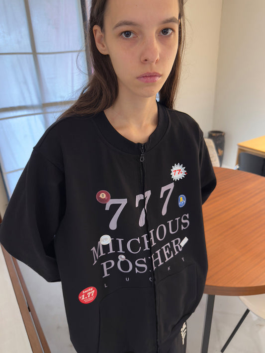 Heavyweight Cotton Sticker Print Zip Sweatshirt