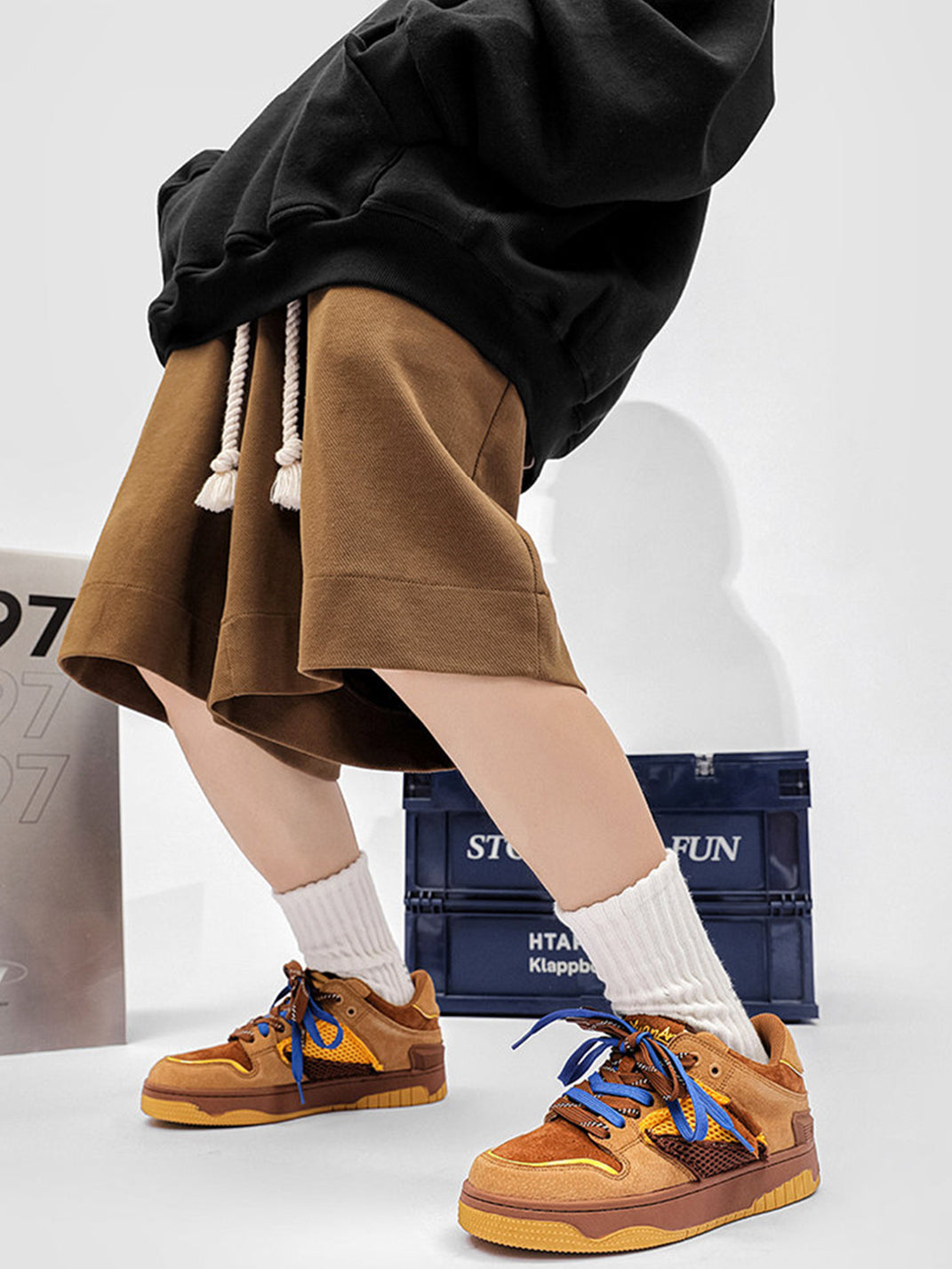 Perforated Dual-Lace Platform Sneakers