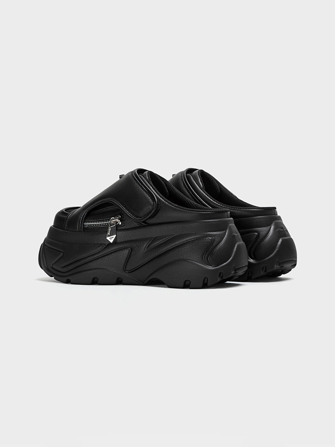 Black Covered-Toe Platform Slide Sandals