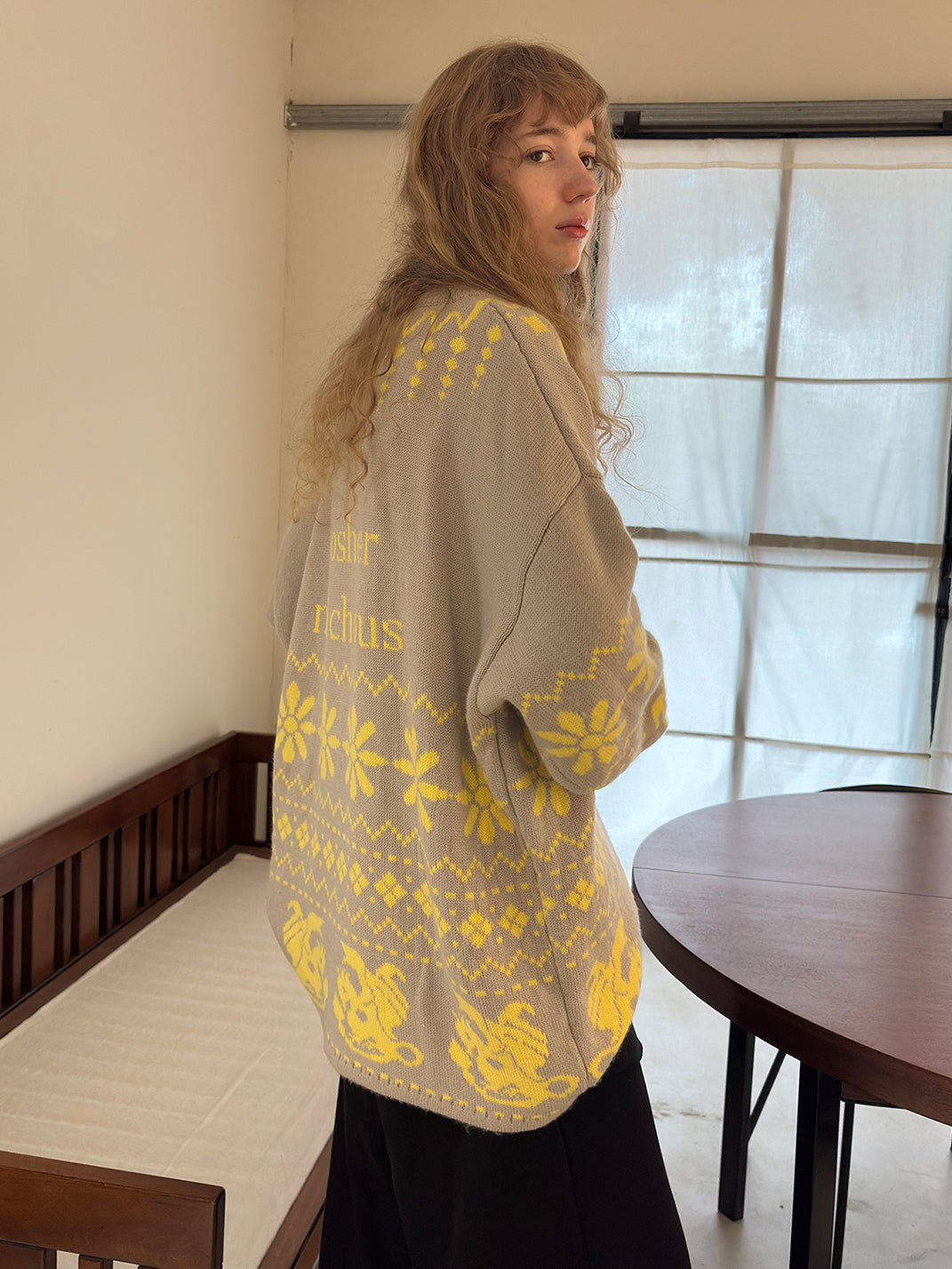 Fair Isle Dragon Knit Zip Cardigan