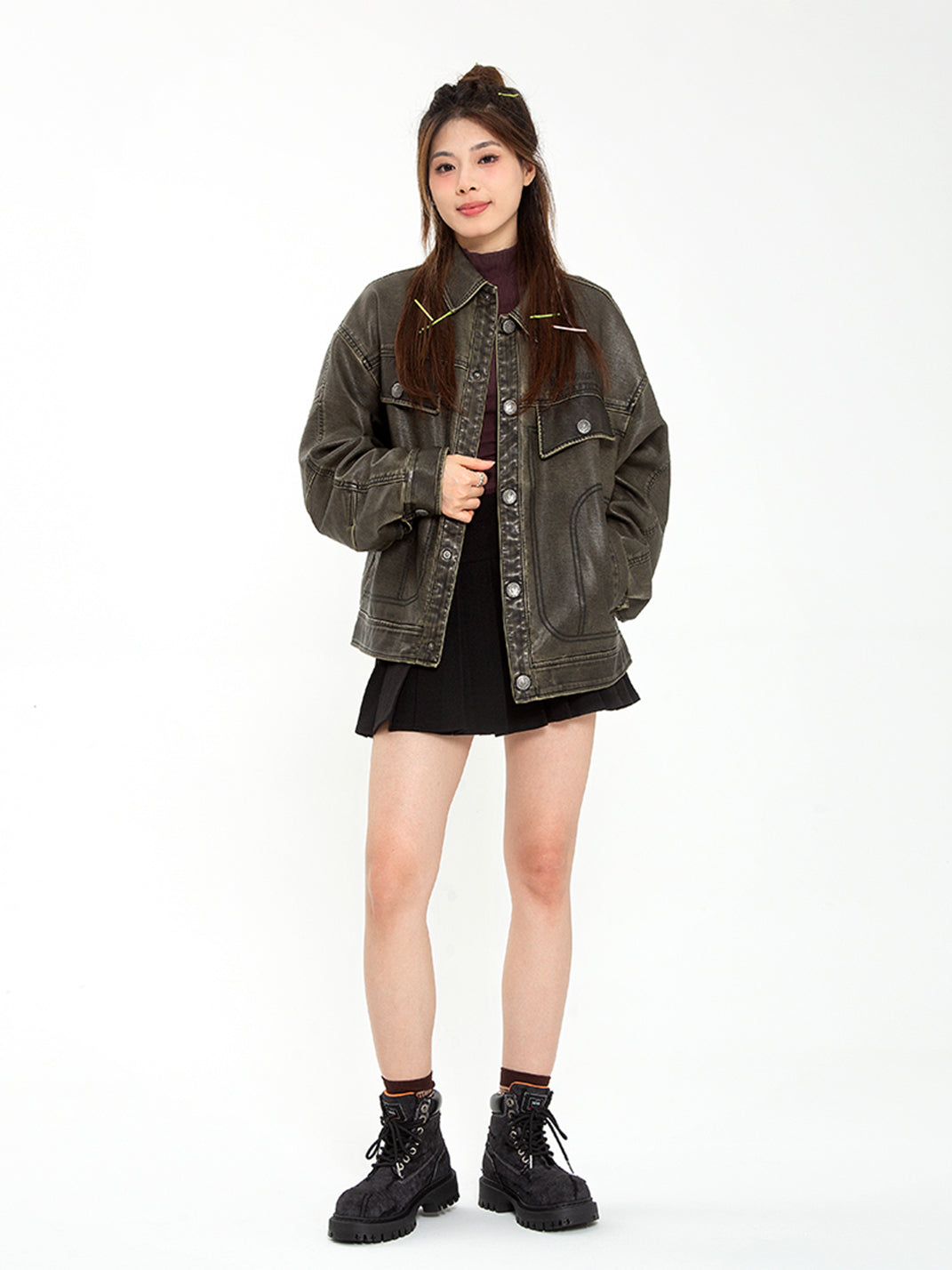 Denim Platform Combat Boots