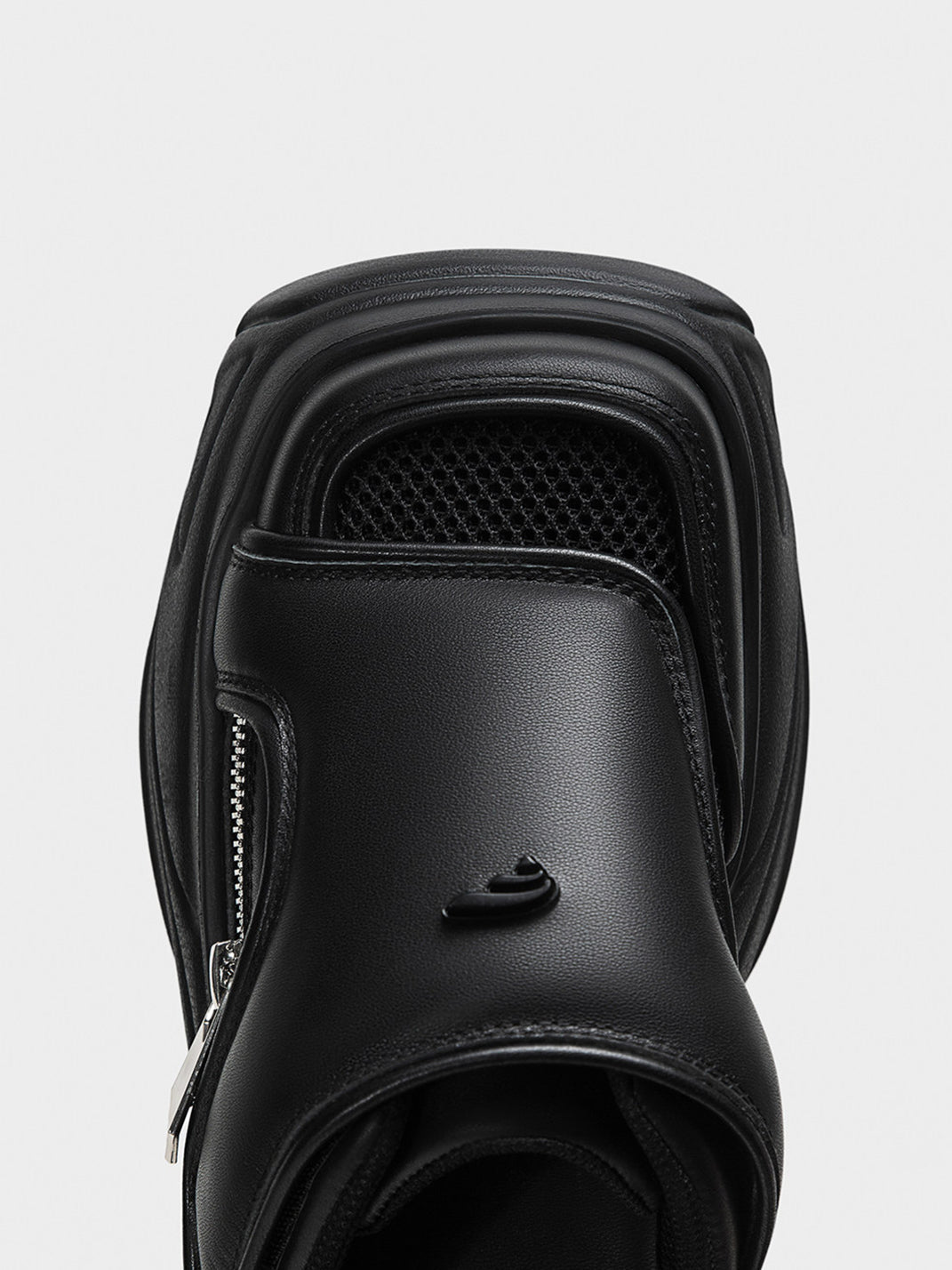 Black Covered-Toe Platform Slide Sandals