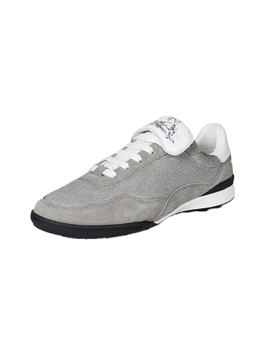 Grey Fur-Lined Platform Sneakers