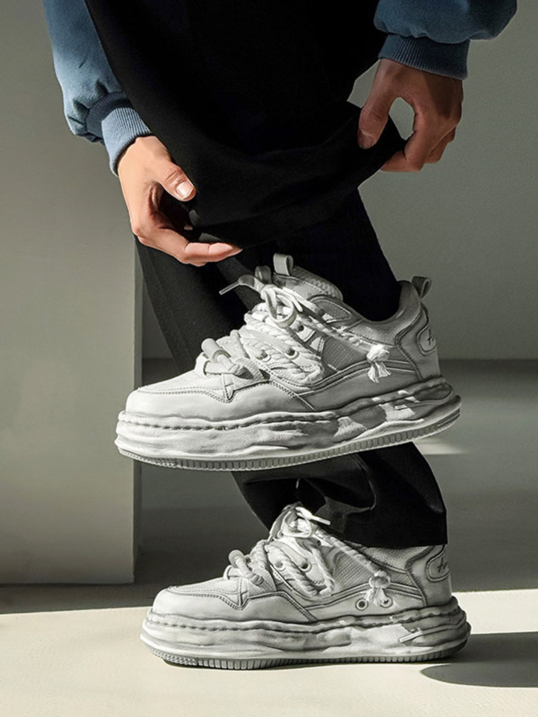 Washed Wavy Platform Sneakers