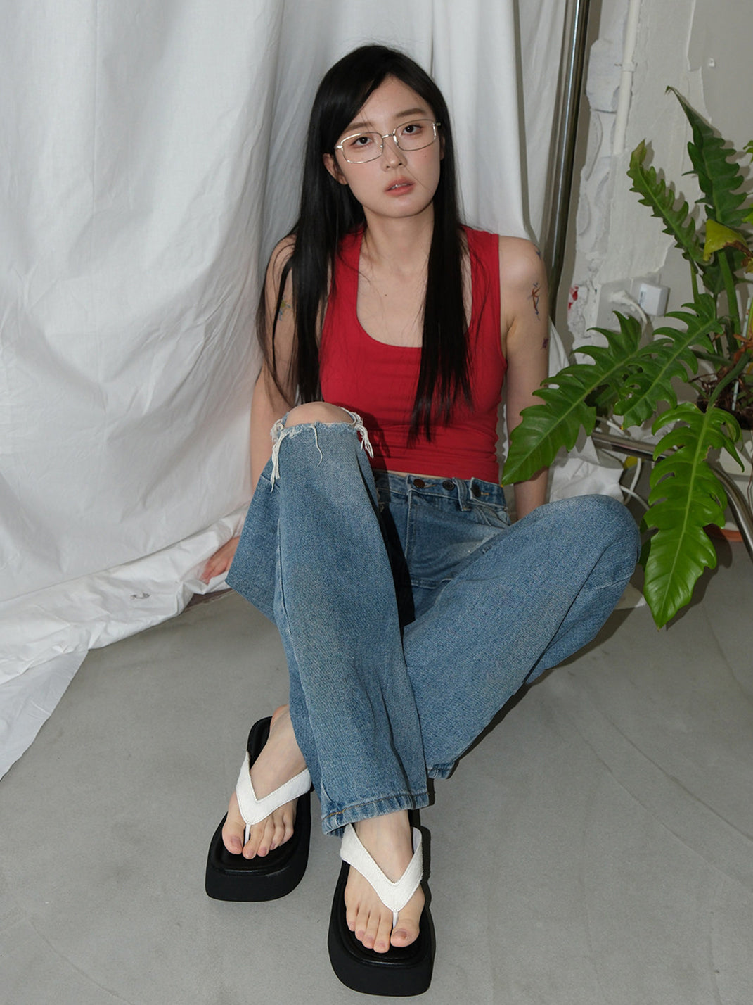 Mooreyu Color-Pop Platform Flip-Flops