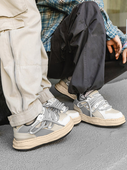 Paneled Wavy Platform Sneakers