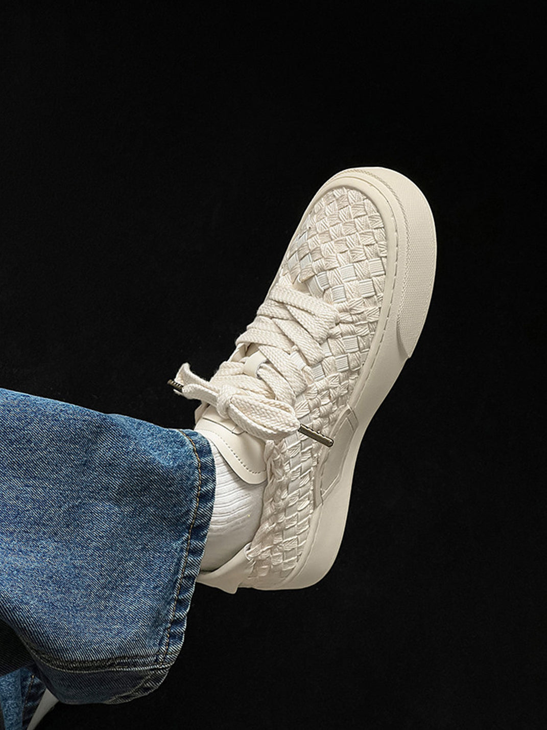 Woven Texture Platform Sneakers