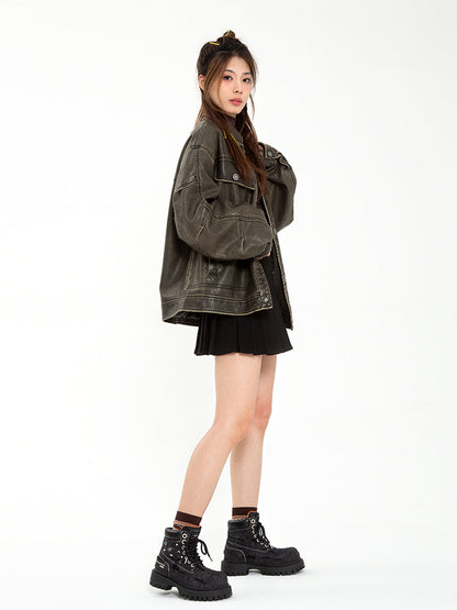 Denim Platform Combat Boots