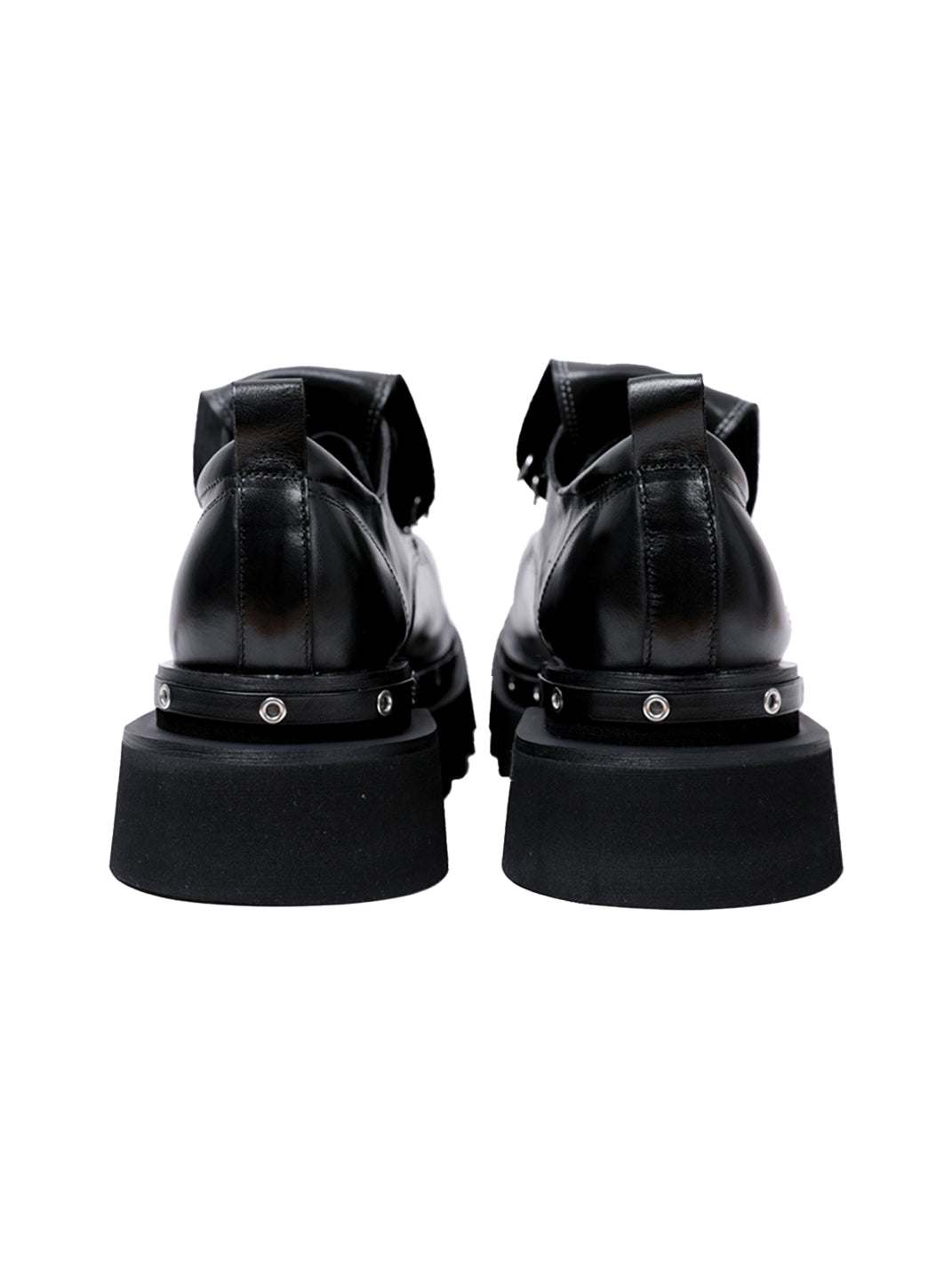 Black Vintage Platform Leather Derby Shoes