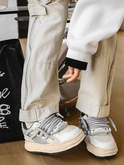 Paneled Wavy Platform Sneakers