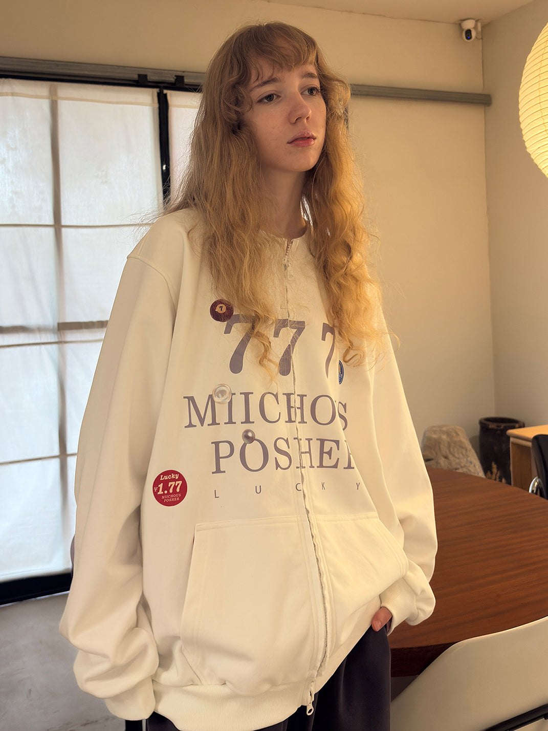 Heavyweight Cotton Sticker Print Zip Sweatshirt