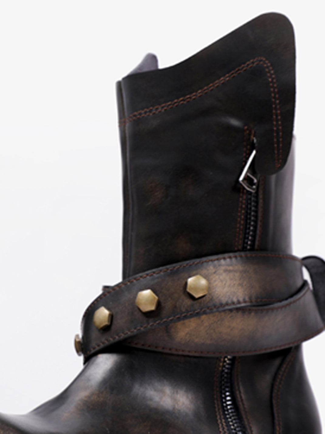 Black Punk Platform Ankle Boots with Round Toe