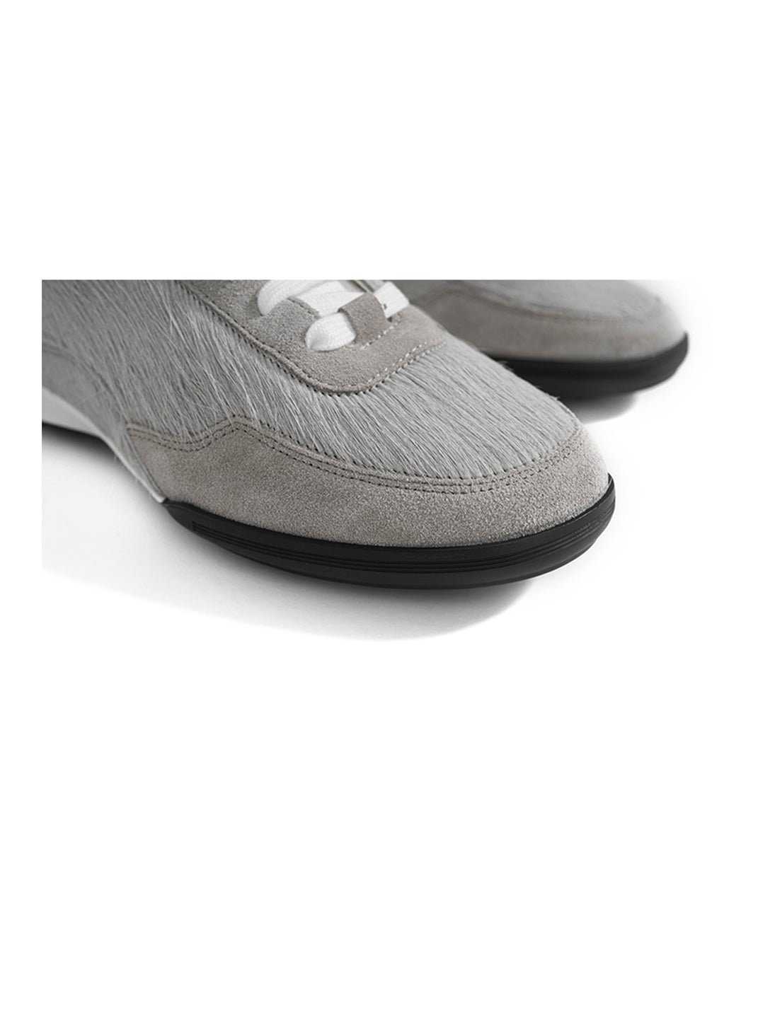 Grey Fur-Lined Platform Sneakers