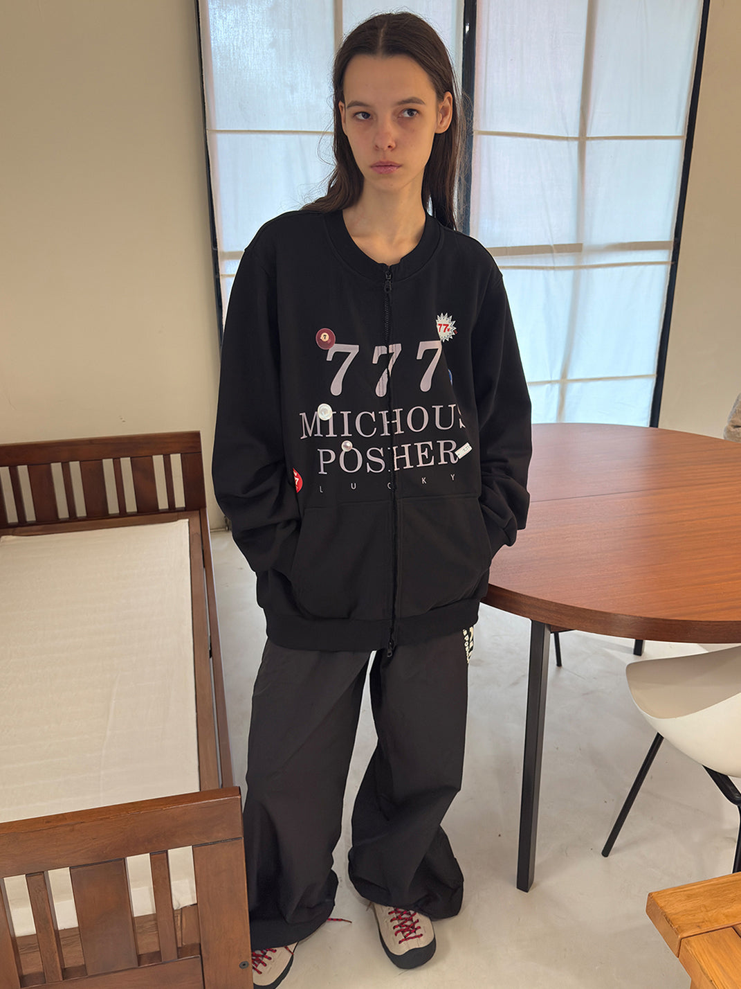 Heavyweight Cotton Sticker Print Zip Sweatshirt
