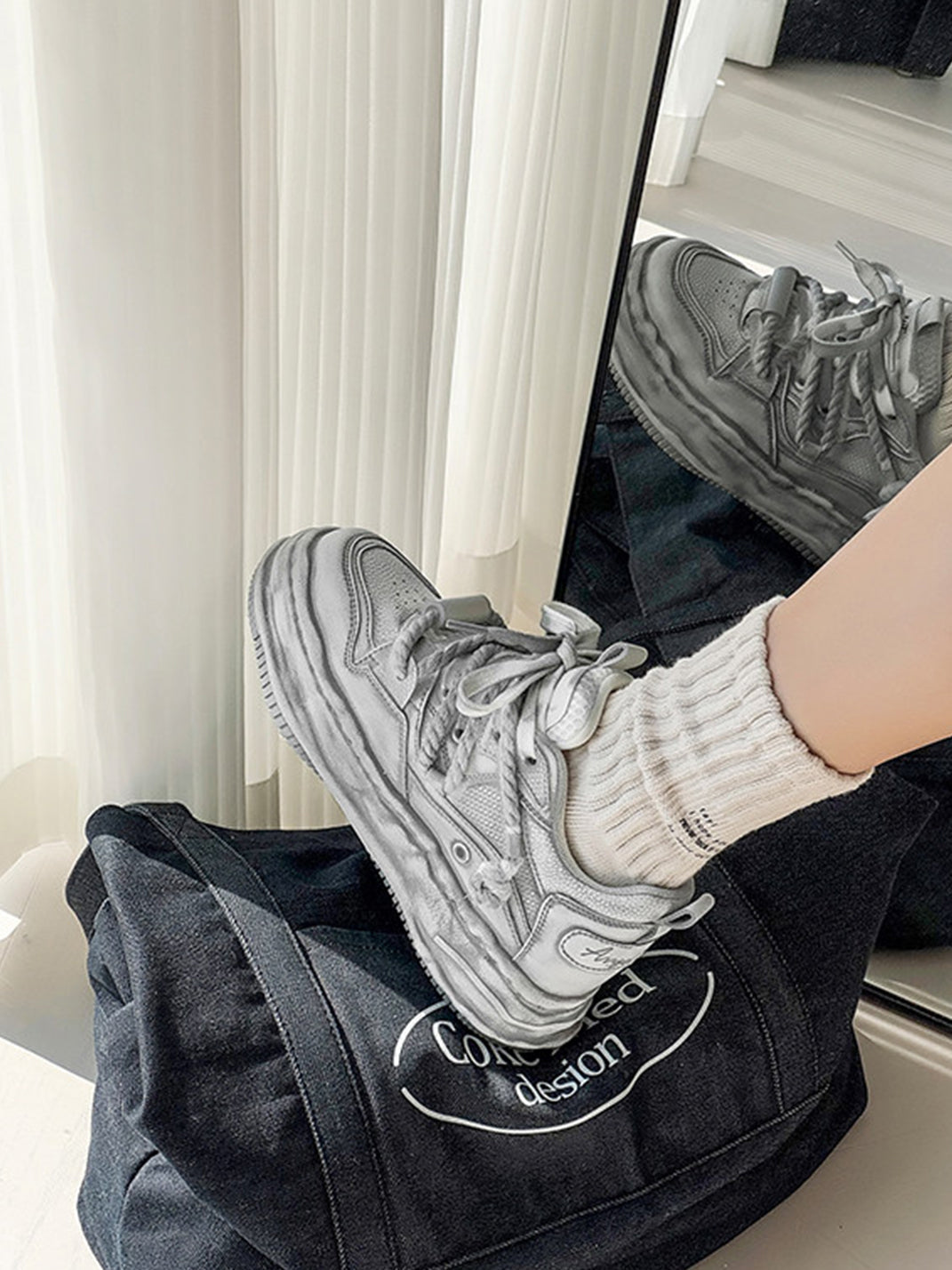 Washed Wavy Platform Sneakers