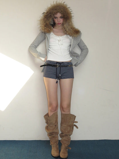 Retro Pleated Slouch Riding Boots