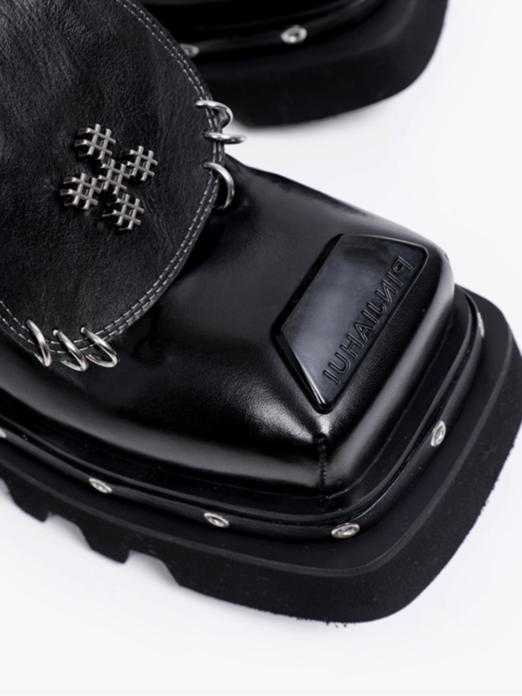 Black Vintage Platform Leather Derby Shoes