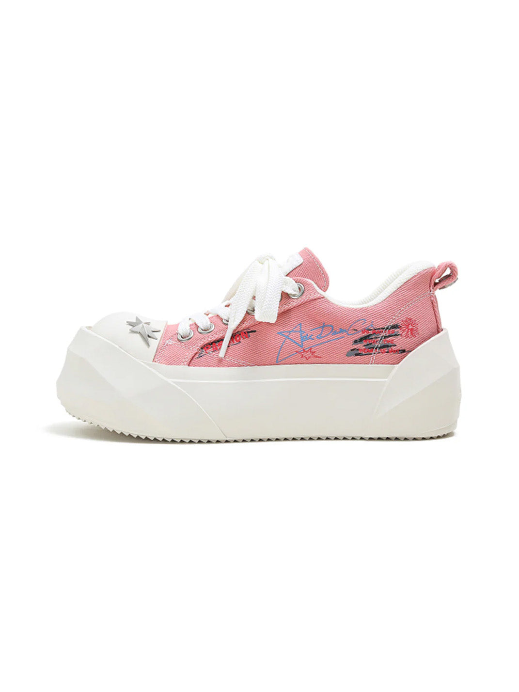 Graffiti Print Canvas Platform Sneakers