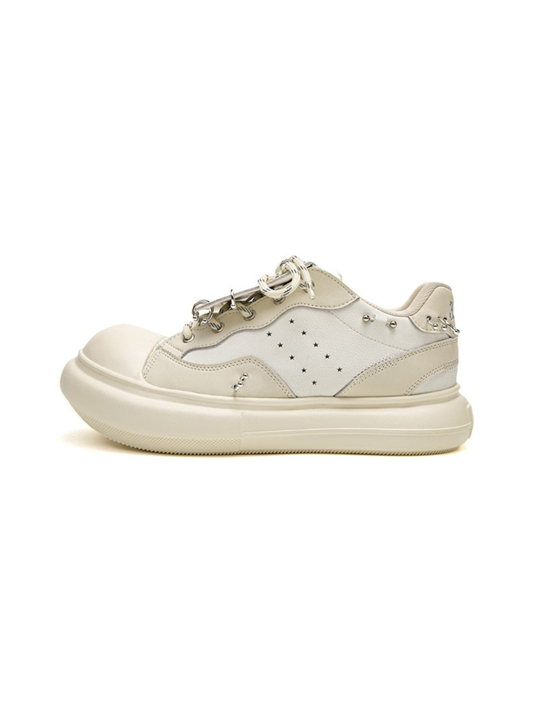 Metal-Stud Round-Toe Platform Shoes